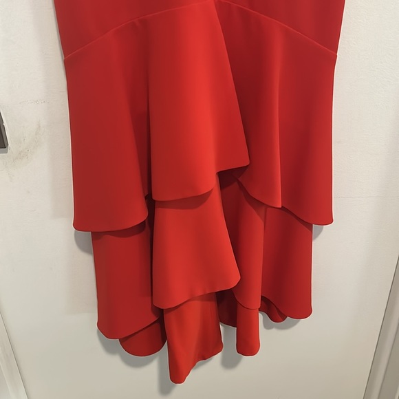 Alice and Olivia red tiny strap ruffle dress - Picture 3 of 6